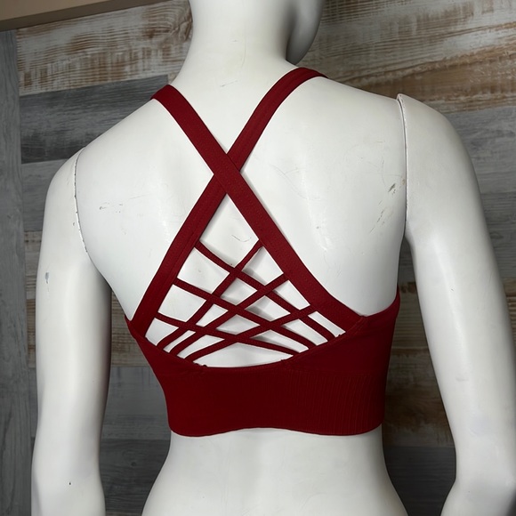 Free People Movement strappy back Good Karma Bra burgundy size XS/S - Picture 4 of 5